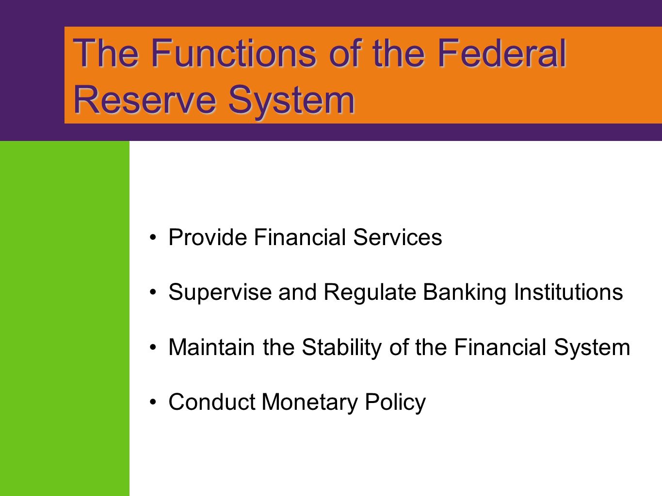 Federal reserve system and world securities